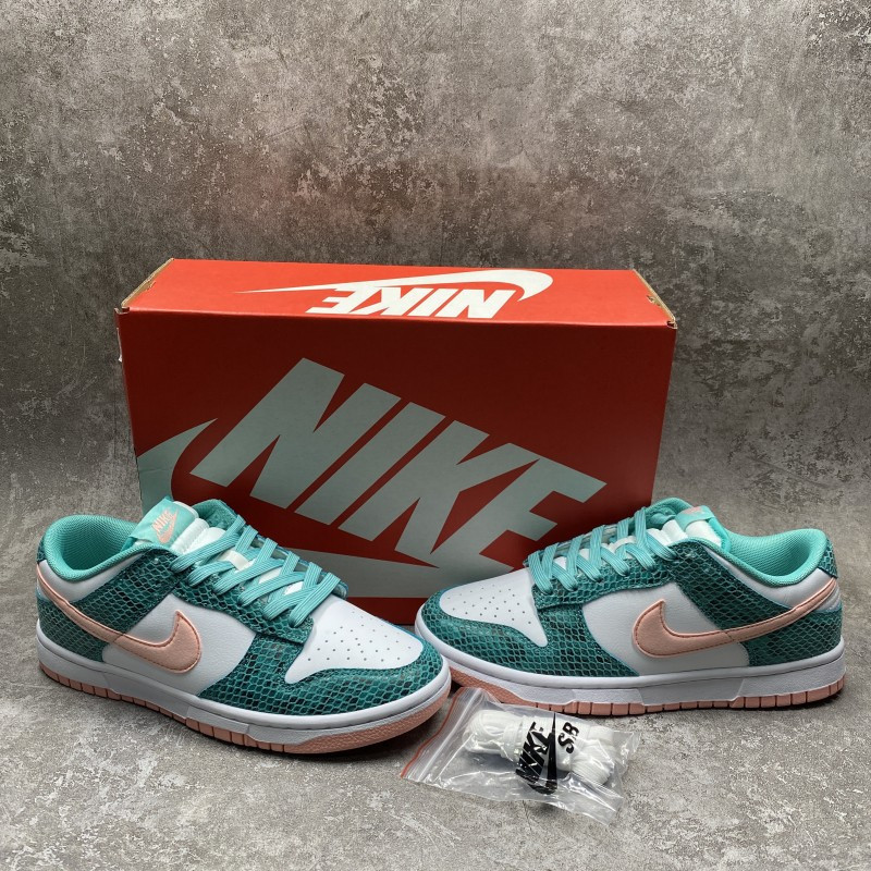 Nike Dunk Low Snakeskin Washed Teal Bleached Coral