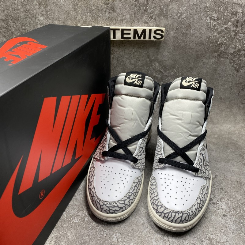 Air Jordan 1 Retro High Elephant Print White Cement