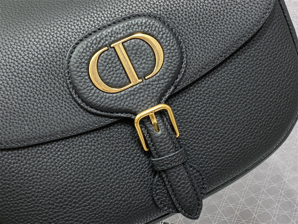large D*or bobby bag black grained calfskin