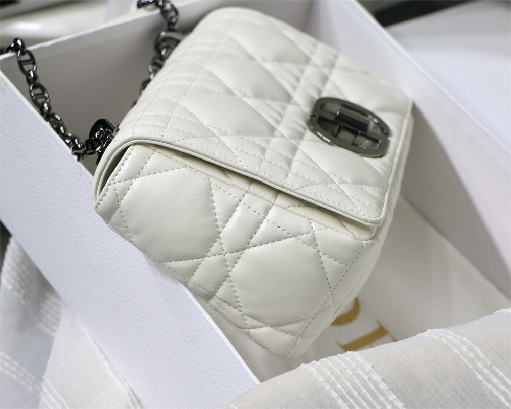 medium d*or caro bag ivory S*pple cannage calfskin 25.5 x 15.5 x 8 cm