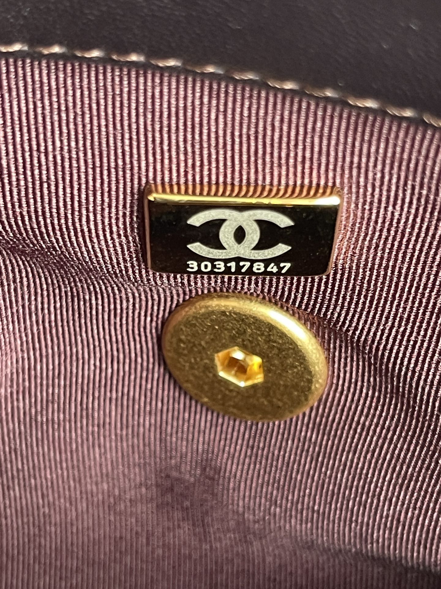 Ch*el 19 large handbag shiny leather black, gold-tone, silver-tone & ruthenium-finish metal 7.8 × 11.7 × 3.9 in