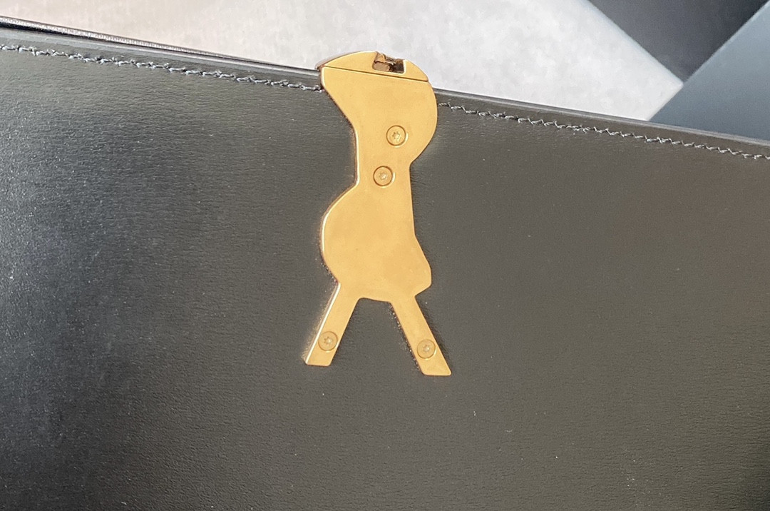 y*l solferino medium satchel in box Sa**t Lau*nt black 9.1 x 6.3 x 2.4 inches