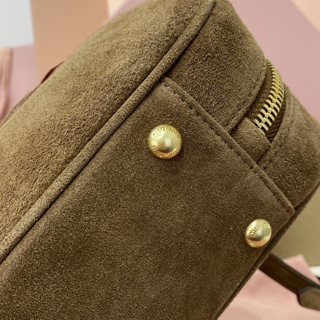 Miu Miu Arcadie padded suede top-handle bag 12X27X9cm