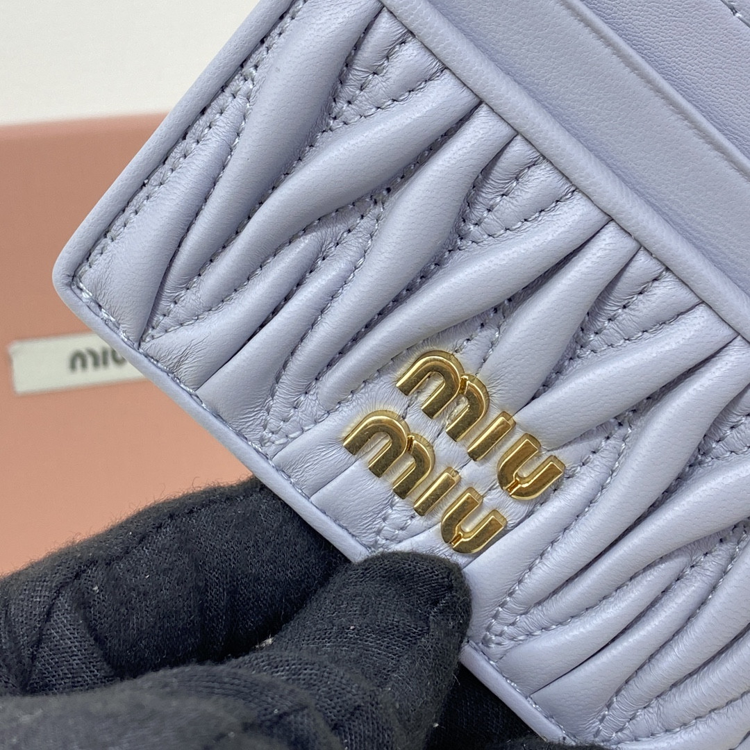 Miu Miu Matelassé nappa leather card holder 8x10.5cm