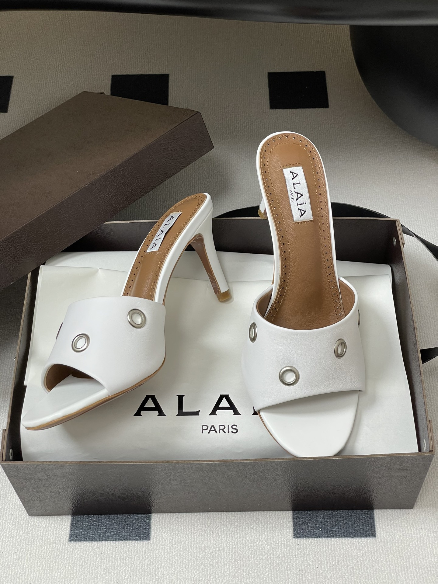 UA Alaia Ring Eyelets slippers 7cm Heel(Customized Size 7-10 days production time)