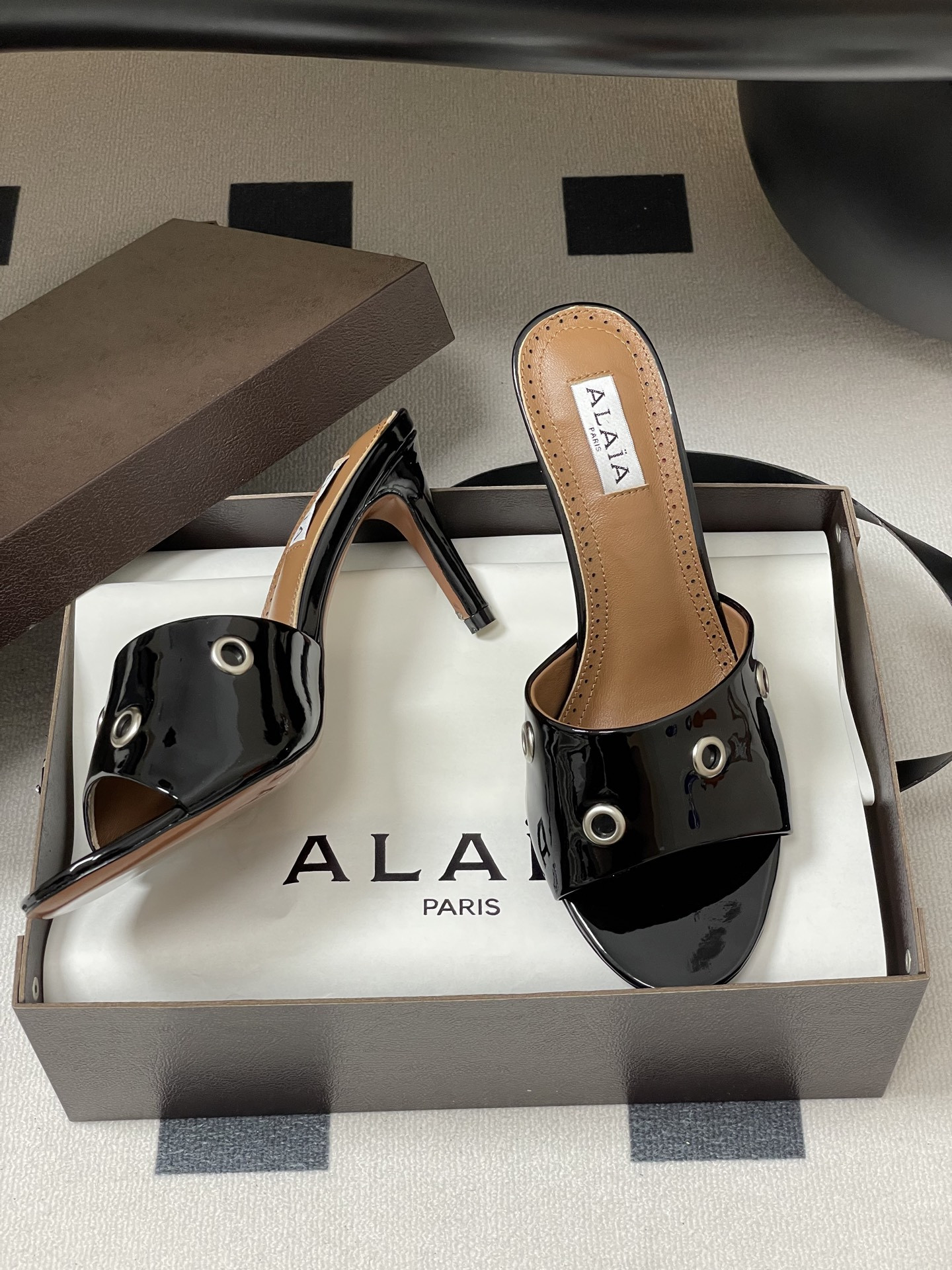 UA Alaia Ring Eyelets slippers 7cm Heel(Customized Size 7-10 days production time)